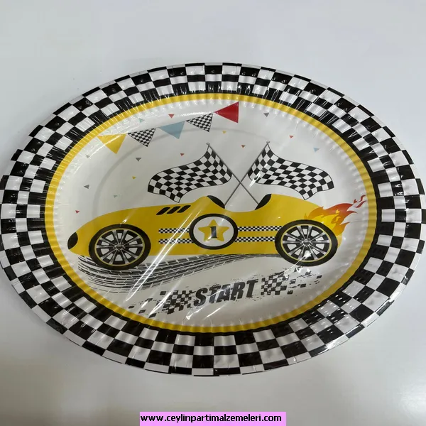 Arabalar Temalı Karton Tabak